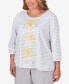 Plus Size Charleston Striped Embroidered Top