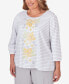 ფოტო #5 პროდუქტის Plus Size Charleston Striped Embroidered Top