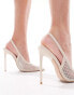 Simmi London Lailla sling back heeled shoes with embellished mesh in cream