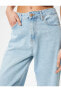 Фото #9 товара Geniş Kısa Paça Kot Pantolon Standart Bel Pamuklu Cepli - Bianca Crop Jean