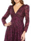 Women's Embellished V Neck Long Sleeve A Line Gown