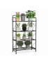 Фото #3 товара 4-Tier Folding Plant Stand with Adjustable Shelf and Feet-Black