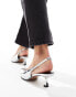 ASOS DESIGN Wide Fit Stroll slingback kitten heeled shoes in silver - SILVER