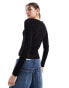 & Other Stories semi sheer fine knit top in black