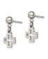 Stainless Steel Polished Cross Dangle Earrings