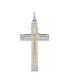 Sterling Silver Rhodium-plated Gold-tone Rosary on Cross Pendant