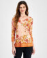 ფოტო #1 პროდუქტის Women's 3/4 Sleeve Jacquard Printed Top, Created for Macy's