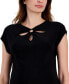 ფოტო #3 პროდუქტის Women's Cutout-Neck Short-Sleeve Top