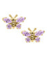 ფოტო #7 პროდუქტის Children's Birthday Cubic Zirconia Butterfly Earrings in 14k Yellow Gold
