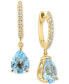 ფოტო #1 პროდუქტის EFFY® Aquamarine (1-7/8 ct.t.w.) & Diamond (1/10 ct. t.w.) Dangle Hoop Earrings in 14k Gold