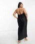 Фото #6 товара ASOS DESIGN Curve exclusive satin plisse twist halterneck midi dress in black