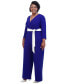 ფოტო #6 პროდუქტის Women's Tie-Waist 3/4-Sleeve Wide-Leg Jumpsuit