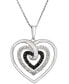 ფოტო #1 პროდუქტის Black Diamond (1/10 ct. t.w.) & White Diamond (1/20 ct. t.w.) Open Heart 18" Pendant Necklace in Sterling Silver