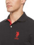 U.S. Polo 274543 Men Slim Fit Solid Polo Underside Of Collar, Black, Medium