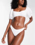 Фото #4 товара Topshop textured flower high leg bikini bottom in white