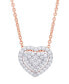 Cubic Zirconia Heart Necklace in Fine Rose Gold Plate or Fine Silver Plate
