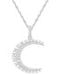 ფოტო #1 პროდუქტის Cubic Zirconia Heart Crescent Moon Pendant Necklace in Sterling Silver, 18" + 2" extender