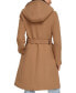 Women's Faux-Fur Hooded Wool Blend Belted Coat