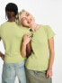 Weekday Unisex Conan fitted t-shirt in dusty green exclusive to ASOS