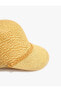 Hasır Şapka Cap Geometrik Desenli Örgü Detaylı