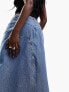 ASOS DESIGN lightweight denim maxi skirt with split front in blue