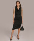 ფოტო #5 პროდუქტის Women's Cowl-Neck Ruched Midi Dress