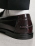 ASOS DESIGN loafers with fringe detail in polished burgundy leather