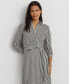 Women's Striped Surplice Crepe Midi Dress