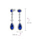 Wedding Simulated Royal Blue Sapphire Cubic Zirconia Halo Long Pear Solitaire Teardrop CZ Statement Dangle Chandelier Earrings Pageant Bridal Party