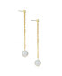 ფოტო #3 პროდუქტის Cubic Zirconia Chain Freshwater Pearl Drop 18K Gold Plated Earrings