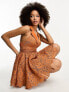 Фото #4 товара ASOS DESIGN lace collar mini dress with open back detail in rust