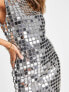 Фото #3 товара ASOS DESIGN all over metallic mosiac embellised mini shift dress in silver