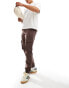 Фото #1 товара ASOS DESIGN tapered pull on linen cargo trouser in washed brown