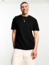 ASOS DESIGN relaxed waffle t-shirt in black