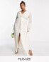 Фото #1 товара Hope & Ivy Plus Bridal tiered sleeve embroidered maxi dress in ivory