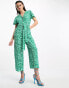 Фото #2 товара Whistles leopard shirred jumpsuit in green