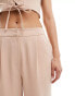 Фото #3 товара Miss Selfridge tailored wide leg pull on trouser in pink pinstripe co ord