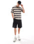 ADPT oversized t-shirt in washed beige stripe