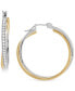 ფოტო #1 პროდუქტის Cubic Zirconia Twist Medium Hoop Earrings in Sterling Silver & 14k Gold-Plate, 1.25"