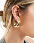 Фото #2 товара ASOS DESIGN hoop earrings in wide bevelled design in gold tone