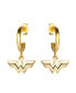 ფოტო #1 პროდუქტის Wonder Woman Logo Gold Plated Charm Hoop Dangle Earrings