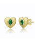 ფოტო #1 პროდუქტის Sterling Silver 14k Yellow Gold Plated with Emerald Cubic Zirconia Sunray Heart Stud Earrings