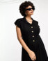 Фото #3 товара ASOS DESIGN Curve linen cap sleeve shirt midi dress with pin tucks in black