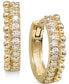 ფოტო #1 პროდუქტის Diamond Pavé & Bead Extra Small Hoop Earrings (1/6 ct. t.w.) in 14k Gold, 0.47"