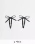 Фото #1 товара Accessorize 2 pack bow hair clips in black