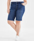 Фото #3 товара Plus Size Denim Raw-Edge Bermuda Shorts, Created for Macy's