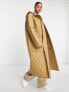 ASOS DESIGN Tall longline quilted coat in camel