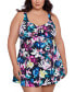 Фото #1 товара Plus Size Floral-Print Swim Dress, Created for Macy's