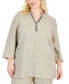 Фото #3 товара Plus Size Linen Embellished Tunic, Created for Macy's