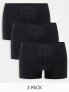 Фото #1 товара ASOS DESIGN 3 pack trunks in black cotton save